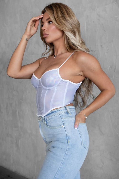 Burn Baby Burn Holographic Bustier Crop Top - Style Delivers