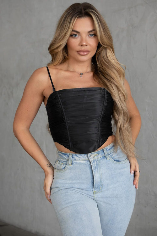 Neena Satin Stetch Corset Top Black – Style Delivers