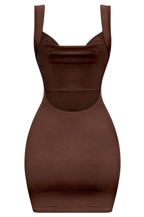 Sitara Open Back Mini Dress Brown - Style Delivers