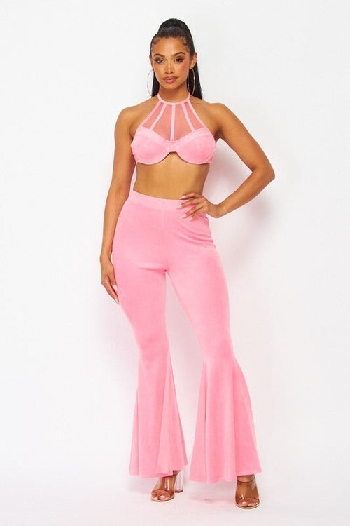 Good Impression Velour Two Piece Set Pink - Style Delivers