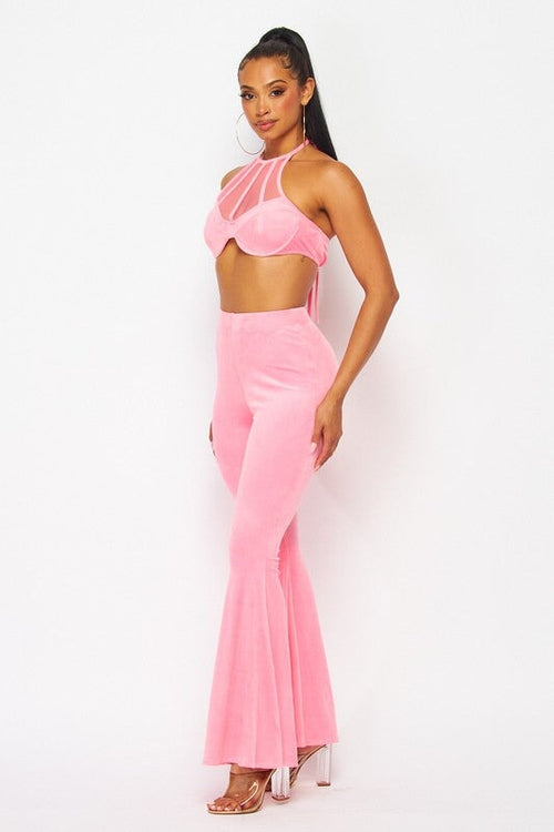 Good Impression Velour Two Piece Set Pink - Style Delivers
