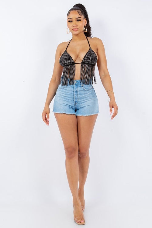 Light My Fire Fringe Triangle Top Black - Style Delivers
