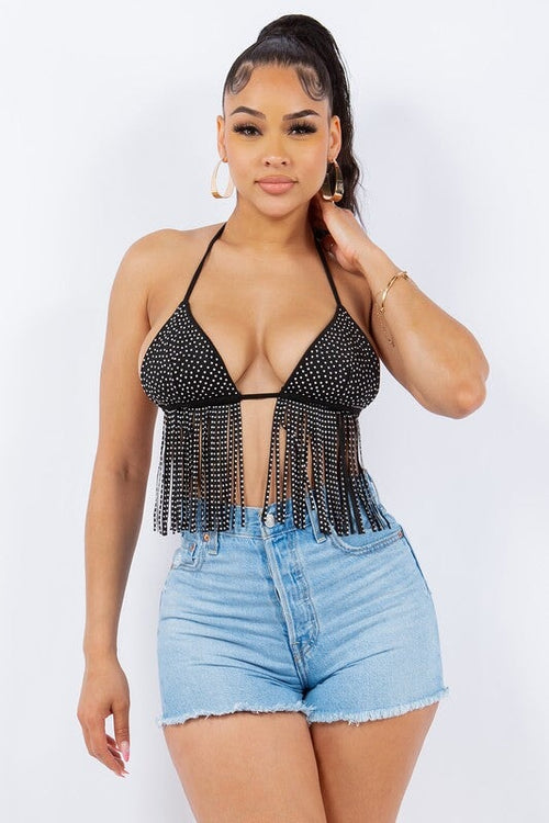 Light My Fire Fringe Triangle Top Black - Style Delivers