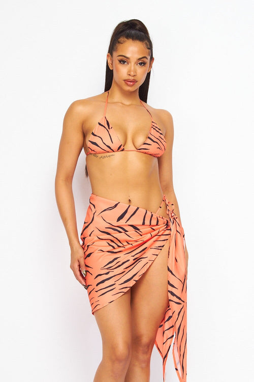 Rio Bikini with matching Sarong Orange - Style Delivers