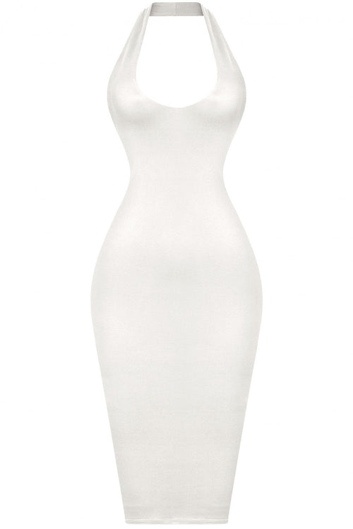 Nylah  Halter Midi Dress White - Style Delivers