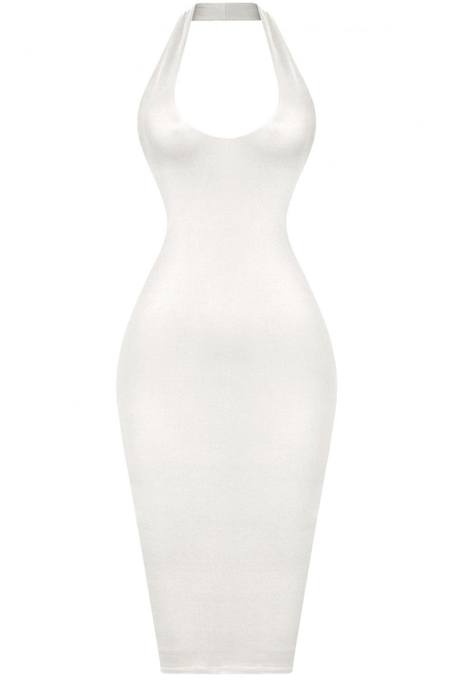 Nylah  Halter Midi Dress White - Style Delivers
