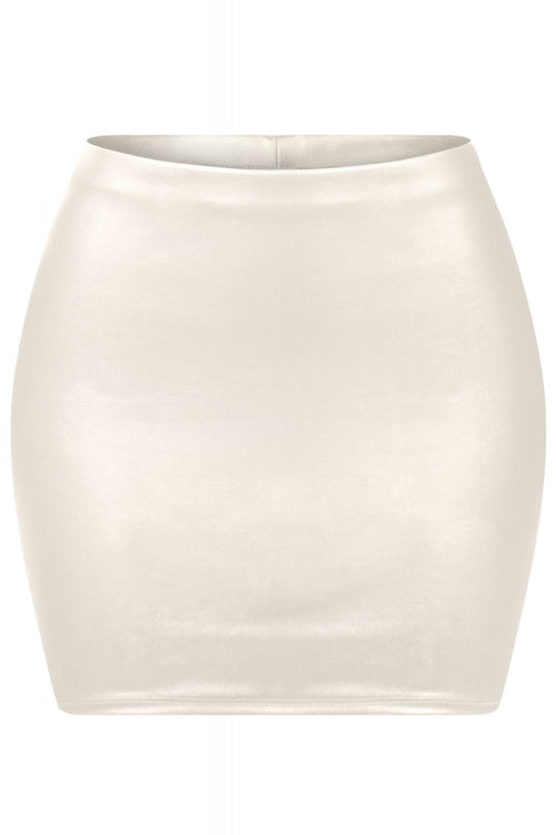 Melrose Faux Leather Mini Skirt Ivory - Style Delivers