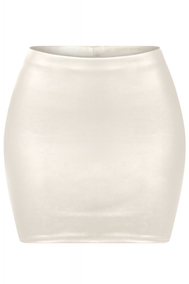 Melrose Faux Leather Mini Skirt Ivory - Style Delivers