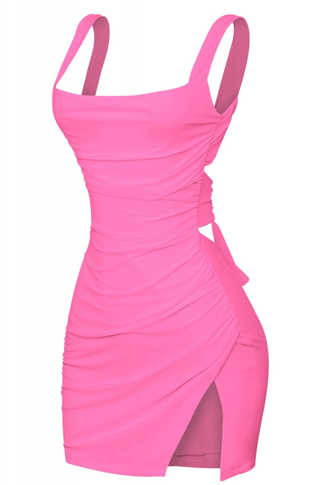 Azara Sleeveless Open Back Slip Mini Dress Pink - Style Delivers