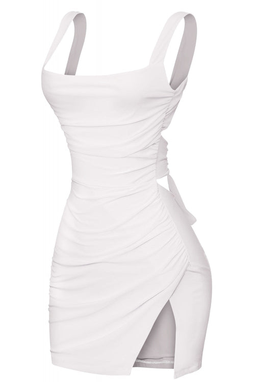 Azara Sleeveless Open Back Slip Mini Dress Off White - Style Delivers