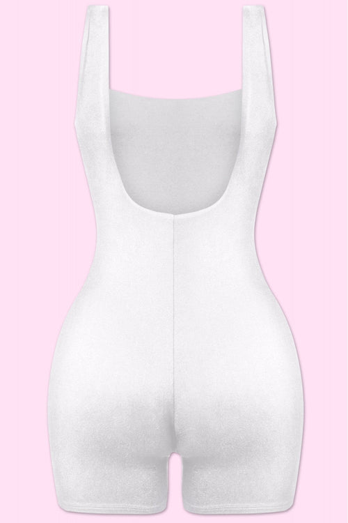 New Romance Sleeveless Tank Open Back Romper White - Style Delivers