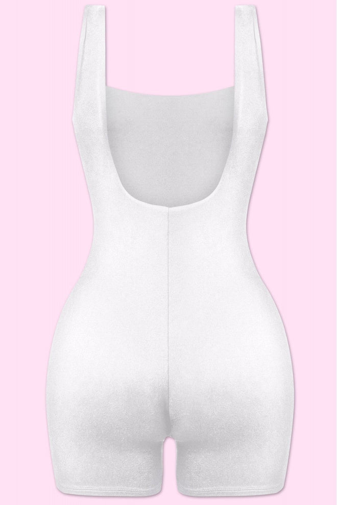 New Romance Sleeveless Tank Open Back Romper White - Style Delivers