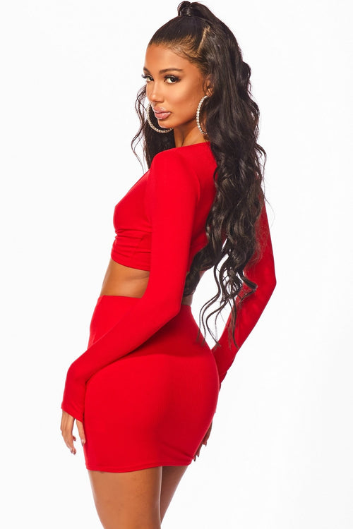 Lets Be Naughty Two Piece Set Red - Style Delivers