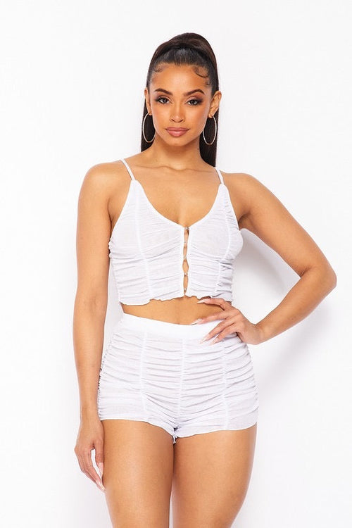Way To The Furtue Mesh Two Piece Set White - Style Delivers