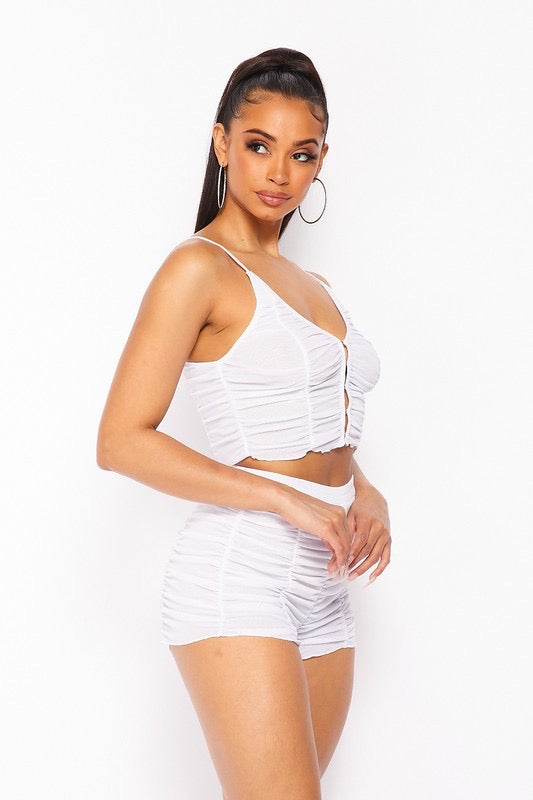 Way To The Top Mesh Two Piece Set White - Style Delivers