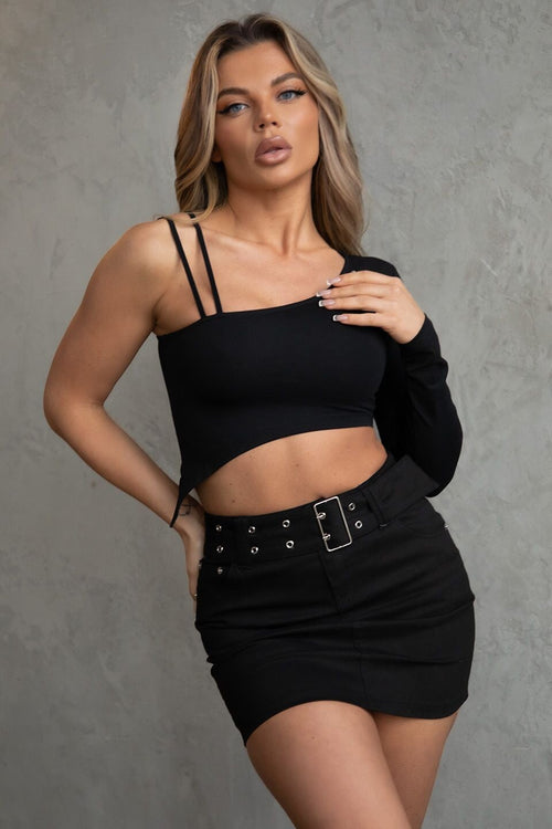 Nicki Low Rise Mini Skirt Black - Style Delivers