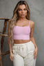 Krizia Spaghetti Strap Ribbed Knit Crop Top Blush - Style Delivers