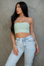 Nema Ribbed Knit Bandeau Top Wasabi - Style Delivers